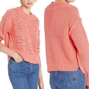 NWT Free People Bell Song Pullover Sweater in Coral Size XS $98